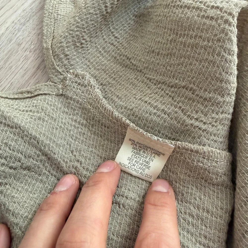 Vintage Talbots Crinkle Gauze Blouse Band Collar Tan Small NWT